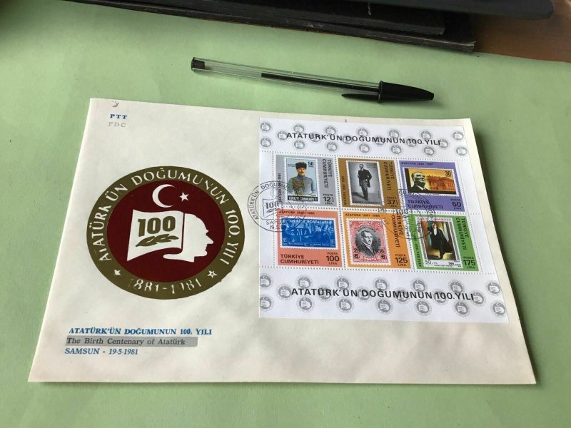 Turkey The Birth Centenary of Ataturk 1981  stamps FDC Cover  52067