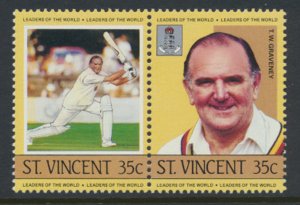 St. Vincent  SC# 796a-b  MNH Cricket Players se-tenant pair 1985 see detail &...