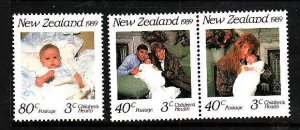 New Zealand-Sc#B134-6-unused NH Semi-Postal -Royal Baby-1989-