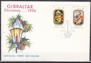 Gibraltar, Scott cat. 314-315. Religious Christmas issue. First day cover. ^