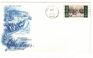 US 1384a (Me-4) 6c Christmas pre-cxl on FDC Artcraft Cachet Unadd ECV $600.00