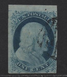 $US Sc#9 used, VF-XF, Pos. 3R1L, nice stamp! Crowe Cert., Cv. $80