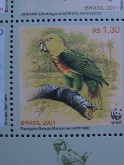 BRAZIL-2001 SC#2799 WWF WORLD WILDLIFE FUNDS-LOVELY BIRDS- MNH SHEET VF