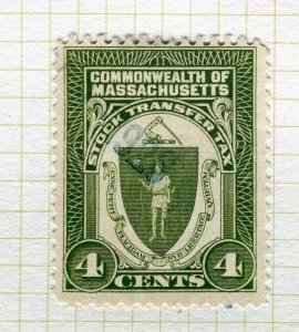 USA; Early 1900s Local Massachusetts Revenue issue fine used 4c. value