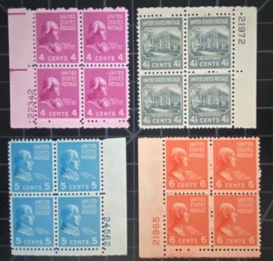 US Stamps-SC# 808 - 811 - MNH - Plate Blocks - CV $9.00