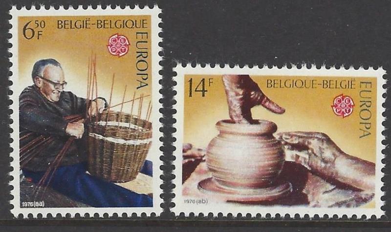 Belgium 1976 Pottery Wheel Basket Weaving VF MNH (946-7)