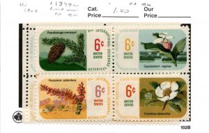 United States Postage Stamp, #1379a Mint NH Block (2 EA), 1969 Botanical (AK)