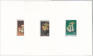 BENIN - 3  DELUXE PROOF  Souvenir Sheets - Scott # 609/6011 1985 - MUSHROOMS