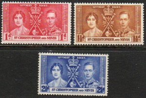 St. Kitts-Nevis Sc #76-78 Mint Hinged