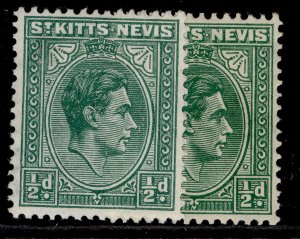 ST KITTS-NEVIS GV SG68 + 68a, ½d SHADE VARIETIES, M MINT. 