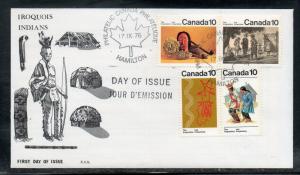 Canada #578-81 Indians FDC SCS Cachet Hamilton unaddr C915