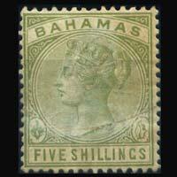 BAHAMAS 1884 - Scott# 31 Queen 5s LH faults