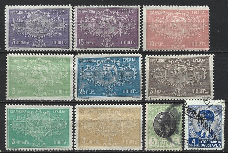 COLLECTION LOT 6820 SERBIA 11 MNH/USED STAMPS 1904+ CV+$21