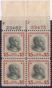 US Scott #834 Mint, VF/XF, NH, Plate Block