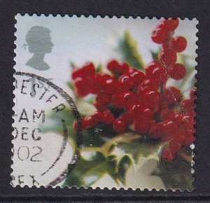 Great Britain  #2082  used 2002  Christmas 1st  Holly