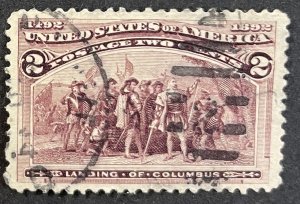 US #231 Used F/VF - 2c Landing of Columbus 1893 [B41.4.4]