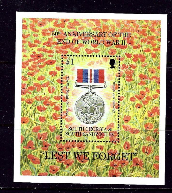 South Georgia 200 MNH 1995 End of WWII Anniversary S/S