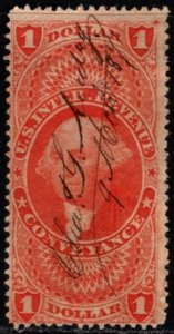 1861-1872 U.S. Revenue Scott #- R66c 25 Cents George Washington Conveyance