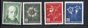 Switzerland Sc B126-29 1943 Pro Juventute Flowers stamp set mint NH