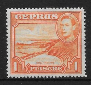 CYPRUS SG154a 1944 1pi ORANGE p13½x12½ MTD MINT