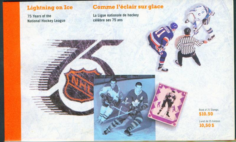 CANADA NHL Prestige Booklet 1992 contain Scott 1443-5a panes