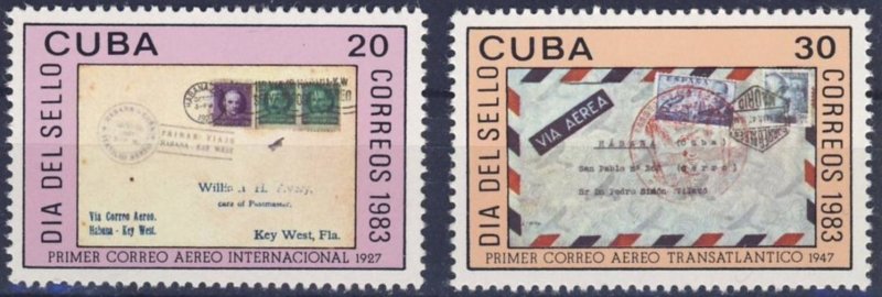 CUBA Sc# 2589, 2590 STAMP DAY Philately philatelics collectors postage 1983  MNH