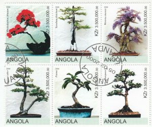 Angola; 2000 Bonsai Trees, Block Of 6 x 3.5 Million CTO, Prunus, Rhododendron 