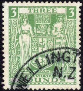 New Zealand 1940-58 SGF208 3 pounds green VFU cat 100 pounds