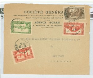 Algeria 84/87/96/124 1939 rough opening, tear at top, envelope connected only at bottom