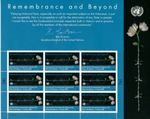 ISRAEL - U.N NEW YORK JOINT ISSUE 2008 HOLOCAUST DAY SHEET MNH