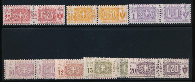 ITALY Q7-Q19 MINT LH, PARCEL POST PAIRS