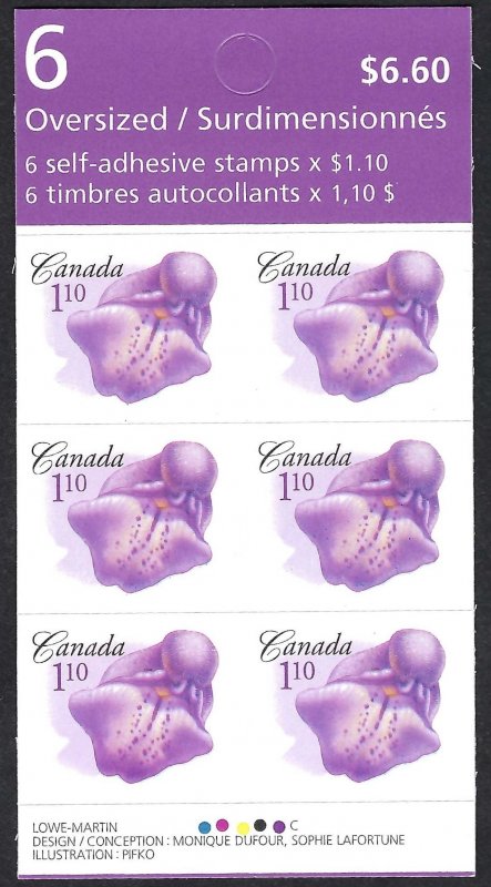 Canada #2199a $1.10 Marsh Skullcap Orchid (2006). Pane of 6 stamps. MNH