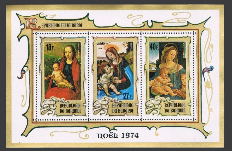Burundi 474-476,C213-C215,474a,C215a,MNH. Christmas 1974.Bernaet van Orley,Lippi