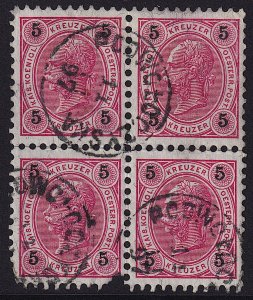 Austria - 1890 - Scott #54 - used block of 4 - PODWOLOCZYSKA pmk Ukraine