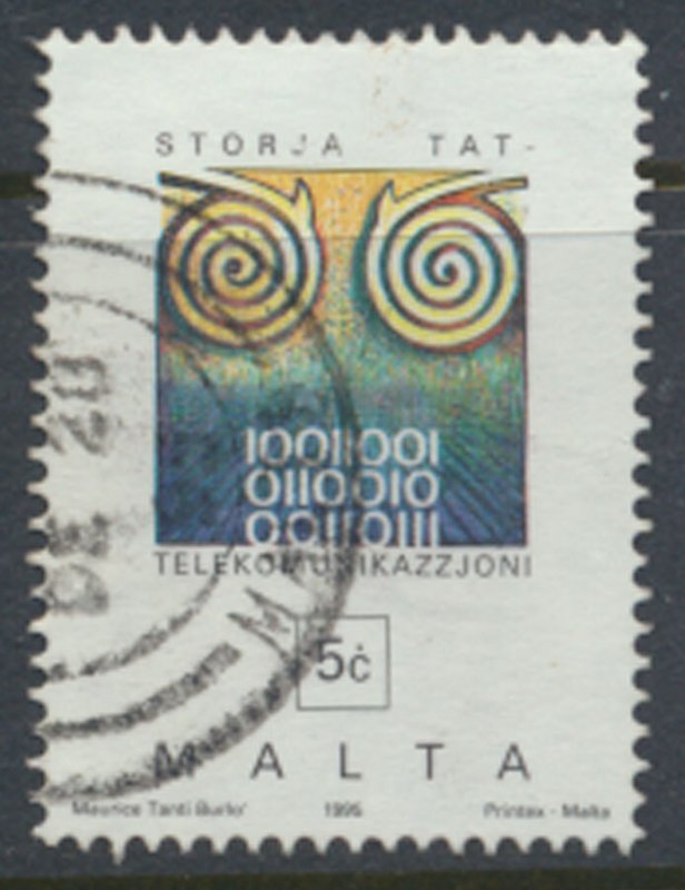 Malta  SC# 863  Telecommunications Electricity 1995  Used per scan & details