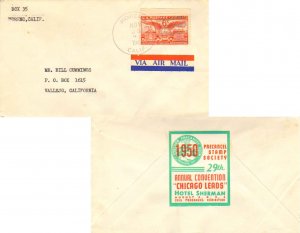 United States California Moreno 1949 4f-bar  1891-1986  6c Alexandria Airmail...