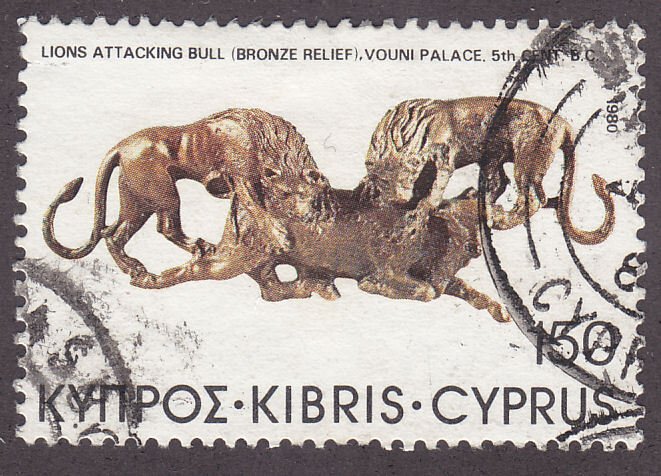 Cyprus 546 Lions Attacking Bull 1980