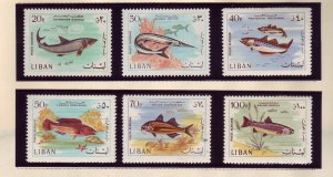 Lebanon Sc C534-9 NH issue of 1968 - Fish - Sea Life