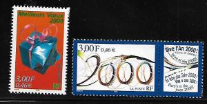 FRANCE, 2745-2746, MNH, BEST WISHES FOR YEAR 2000