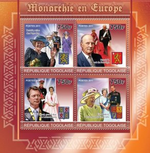 TOGO - 2011 - European Monarchies #1 - Perf 4v Sheet - Mint Never Hinged