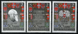 Austria 1968, 50 years of the Republic of Austria set VF MNH