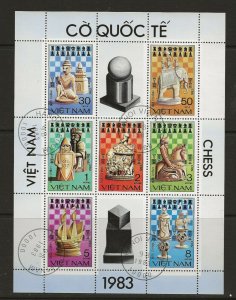 Thematic Stamps  Vietnam 1983 Chess 7 value sheet   used