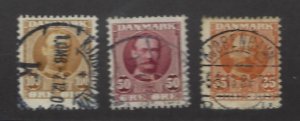 Denmark SC#76-78 Used F-VF SCV$12.50...nice bargain!!