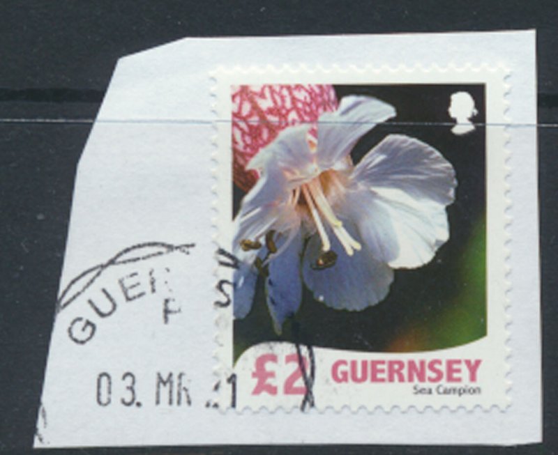 Guernsey  SC# 984  Used on piece  Flower Sea Campion  see detail & scan