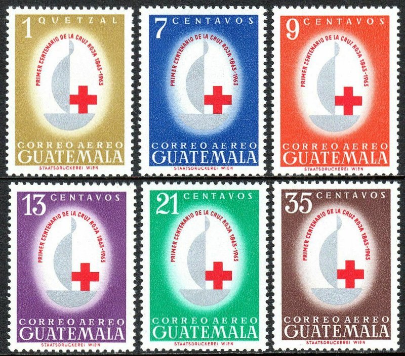 Guatemala C304-C309, MNH. Intl. Red Cross Centenary. Emblem, 1964