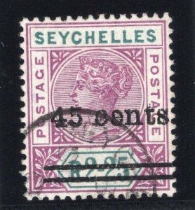 Seychelles 1902 QV 45c on 2r 25c bright mauve & green VFU. SG 45. Sc 37.