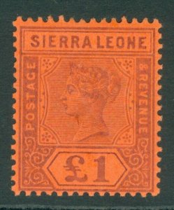 SG 53 Sierra Leone 1896-97. £1 purple/red. A fine very lightly mounted mint...