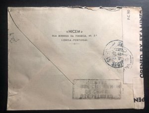 1944 HICEM Lisbon Portugal Censored Cover To Santiago Chile Hebrew Committee
