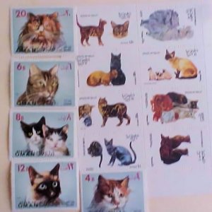OMAN CATS M INT NH 1 SHEETLET & 5 DIFF MINT STAMPS