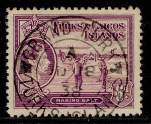 TURKS & CAICOS ISLANDS GVI SG201, 6d mauve, VERY FINE USED. CDS